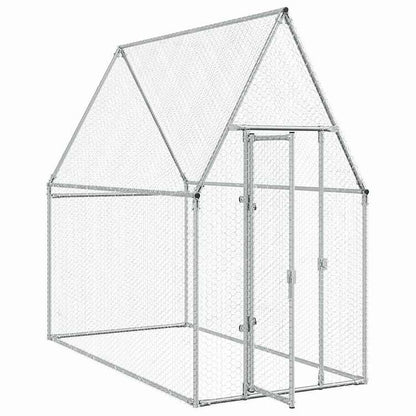 vidaXL 鶏小屋 シルバー 200x100x190 cm 亜鉛メッキ鋼動物&ペット用品 ペット用品 小動物用品 小動物 飼育・ケージ(代引不可)