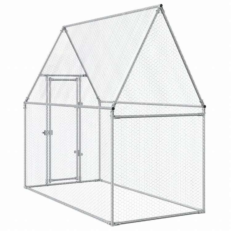 vidaXL 鶏小屋 シルバー 200x100x190 cm 亜鉛メッキ鋼動物&ペット用品 ペット用品 小動物用品 小動物 飼育・ケージ(代引不可)
