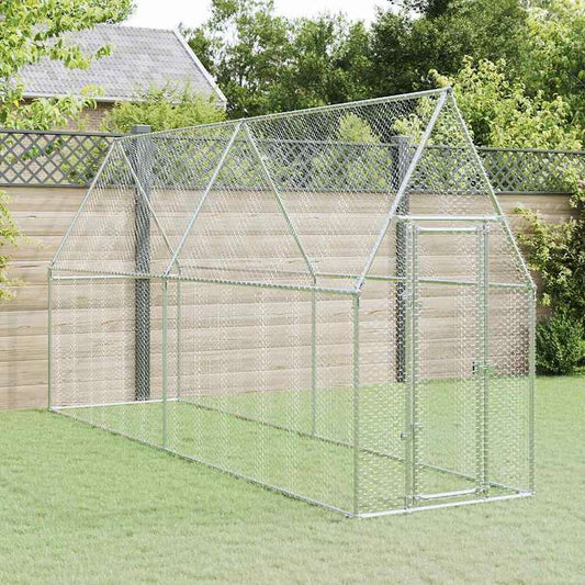 vidaXL 鶏小屋 シルバー 400x100x190 cm 亜鉛メッキ鋼動物&ペット用品 ペット用品 小動物用品 小動物 飼育・ケージ(代引不可)