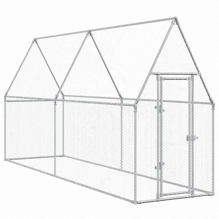 vidaXL 鶏小屋 シルバー 400x100x190 cm 亜鉛メッキ鋼動物&ペット用品 ペット用品 小動物用品 小動物 飼育・ケージ(代引不可)