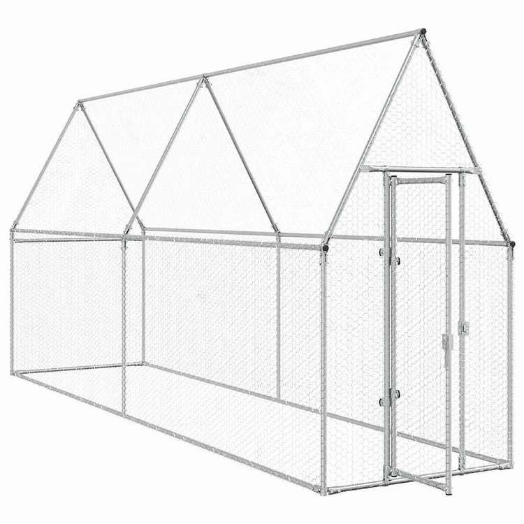 vidaXL 鶏小屋 シルバー 400x100x190 cm 亜鉛メッキ鋼動物&ペット用品 ペット用品 小動物用品 小動物 飼育・ケージ(代引不可)