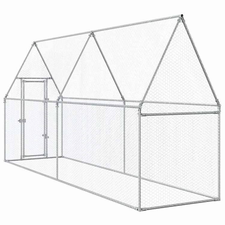 vidaXL 鶏小屋 シルバー 400x100x190 cm 亜鉛メッキ鋼動物&ペット用品 ペット用品 小動物用品 小動物 飼育・ケージ(代引不可)