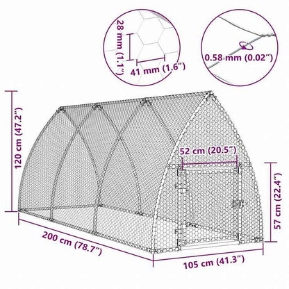 vidaXL 鶏小屋 シルバー 300x105x120 cm 亜鉛メッキ鋼動物&ペット用品 ペット用品 小動物用品 小動物 飼育・ケージ(代引不可)