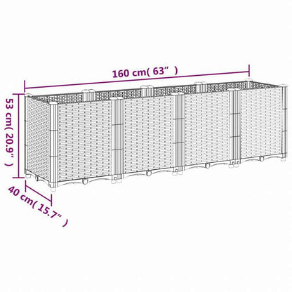 vidaXL ガーデンプランター ブラック 160x40x53 cm PPホーム&ガーデン 芝&ガーデン ガーデニング 鉢植え・プランター(代引不可)