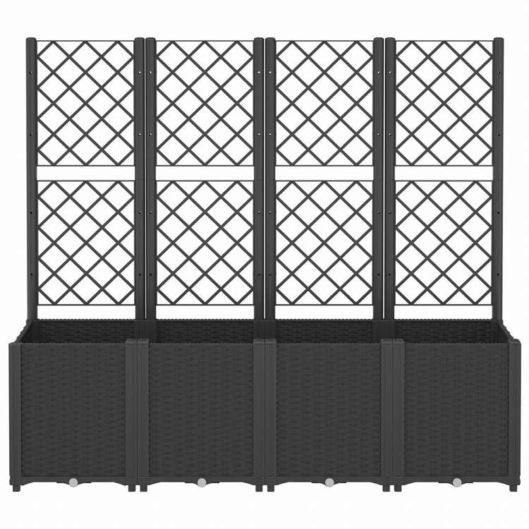 vidaXL ガーデンプランター トレリス付き ブラック 160x40x140 cm PPホーム&ガーデン 芝&ガーデン ガーデニング 鉢植え・プランター(代引不可)