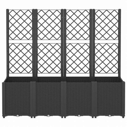 vidaXL ガーデンプランター トレリス付き ブラック 160x40x140 cm PPホーム&ガーデン 芝&ガーデン ガーデニング 鉢植え・プランター(代引不可)