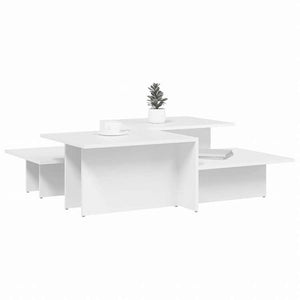 vidaXL コーヒーテーブル 2点 ホワイト エンジニアリングウッド家具 テーブル アクセントテーブル コーヒーテーブル(代引不可)