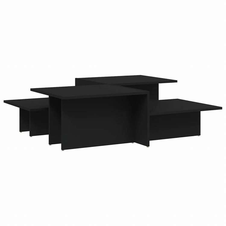 vidaXL コーヒーテーブル 2点 ブラック エンジニアリングウッド家具 テーブル アクセントテーブル コーヒーテーブル(代引不可)