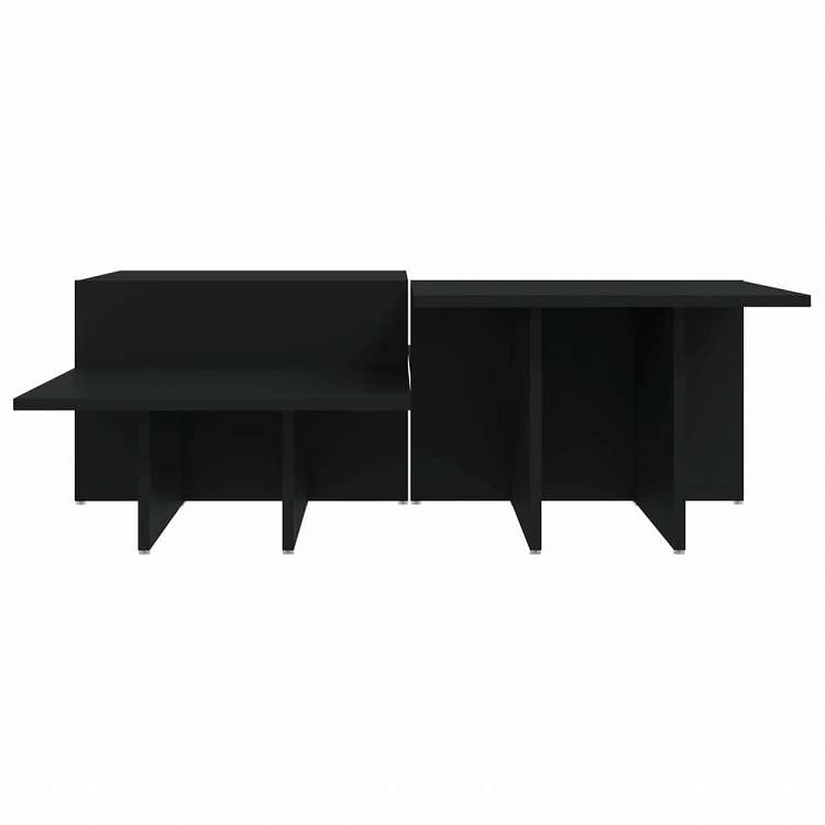 vidaXL コーヒーテーブル 2点 ブラック エンジニアリングウッド家具 テーブル アクセントテーブル コーヒーテーブル(代引不可)