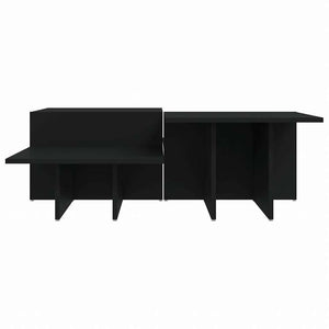 vidaXL コーヒーテーブル 2点 ブラック エンジニアリングウッド家具 テーブル アクセントテーブル コーヒーテーブル(代引不可)