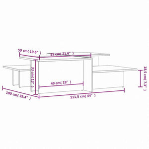 vidaXL コーヒーテーブル 2点 ブラック エンジニアリングウッド家具 テーブル アクセントテーブル コーヒーテーブル(代引不可)