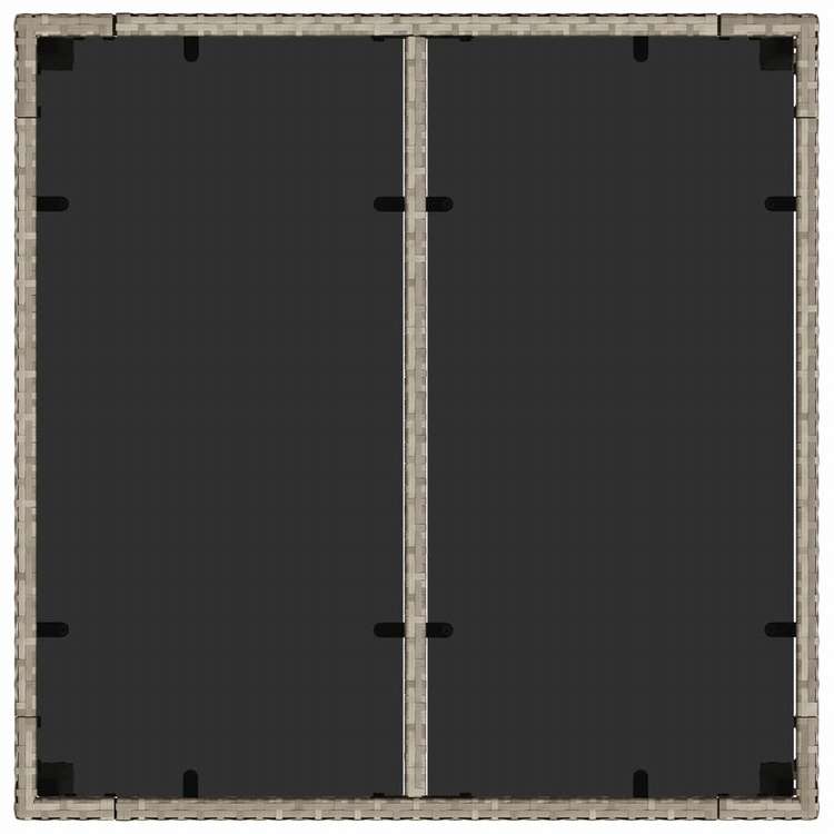 vidaXL ガーデンテーブル ガラス天板付き 90x90x75 cm ポリラタン製 グレー家具 アウトドア家具 アウトドアテーブル(代引不可)