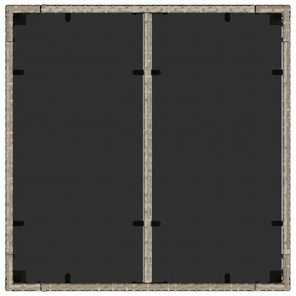 vidaXL ガーデンテーブル ガラス天板付き 90x90x75 cm ポリラタン製 グレー家具 アウトドア家具 アウトドアテーブル(代引不可)