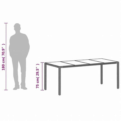 vidaXL ガーデンテーブル ガラス天板付き 190x90x75 cm ポリラタン製 ライトグレー家具 アウトドア家具 アウトドアテーブル(代引不可)