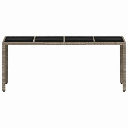 vidaXL ガーデンテーブル ガラス天板付き 190x90x75 cm ポリラタン製 ライトグレー家具 アウトドア家具 アウトドアテーブル(代引不可)