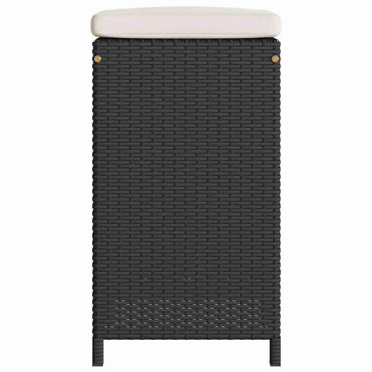 vidaXL ガーデンバースツール 2点 クッション付き ポリラタン製 ブラック家具 アウトドア家具 屋外椅子 アウトドアベンチチェア(代引不可)