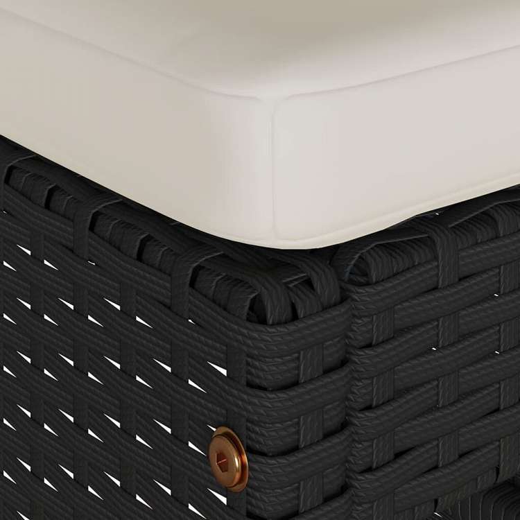 vidaXL ガーデンバースツール 2点 クッション付き ポリラタン製 ブラック家具 アウトドア家具 屋外椅子 アウトドアベンチチェア(代引不可)