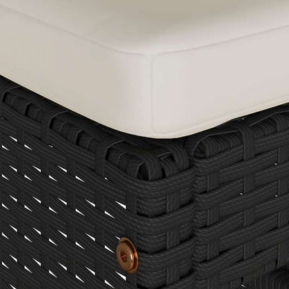 vidaXL ガーデンバースツール 2点 クッション付き ポリラタン製 ブラック家具 アウトドア家具 屋外椅子 アウトドアベンチチェア(代引不可)