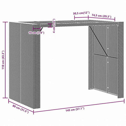 vidaXL ガーデンバーテーブル アカシア製天板 145x80x110 cm ポリラタン製 ブラック家具 アウトドア家具 アウトドアテーブル(代引不可)