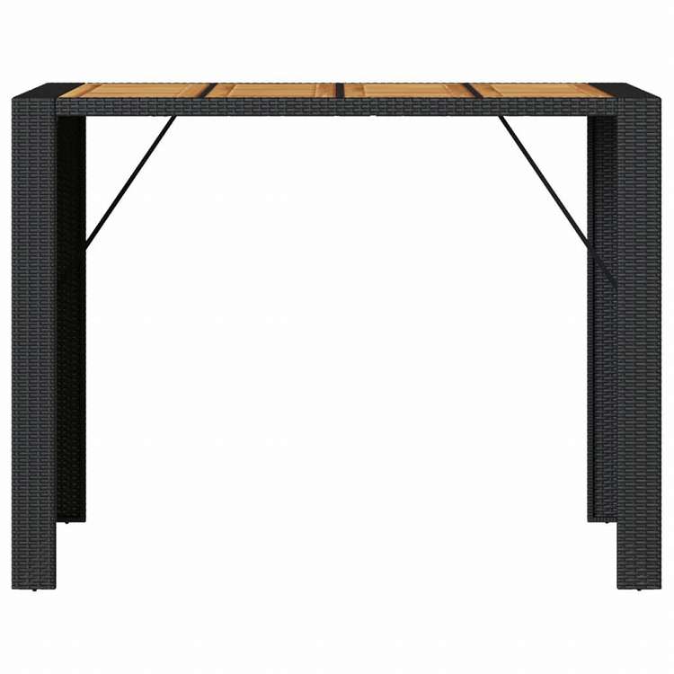 vidaXL ガーデンバーテーブル アカシア製天板 145x80x110 cm ポリラタン製 ブラック家具 アウトドア家具 アウトドアテーブル(代引不可)