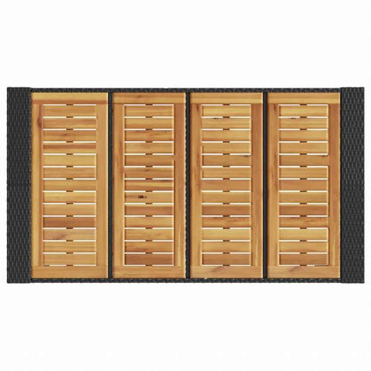 vidaXL ガーデンバーテーブル アカシア製天板 145x80x110 cm ポリラタン製 ブラック家具 アウトドア家具 アウトドアテーブル(代引不可)