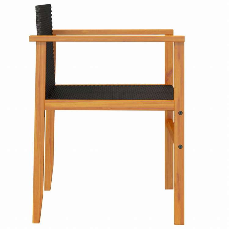 vidaXL 折りたたみガーデンチェア 2点 ブラック ポリラタン&無垢材家具 アウトドア家具 屋外椅子 アウトドアベンチチェア(代引不可)