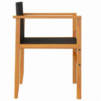 vidaXL 折りたたみガーデンチェア 2点 ブラック ポリラタン&無垢材家具 アウトドア家具 屋外椅子 アウトドアベンチチェア(代引不可)