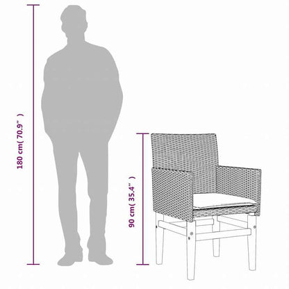 vidaXL ガーデンチェア クッション付き 2点 ブラック ポリラタン&無垢材家具 アウトドア家具 屋外椅子 アウトドアベンチチェア(代引不可)