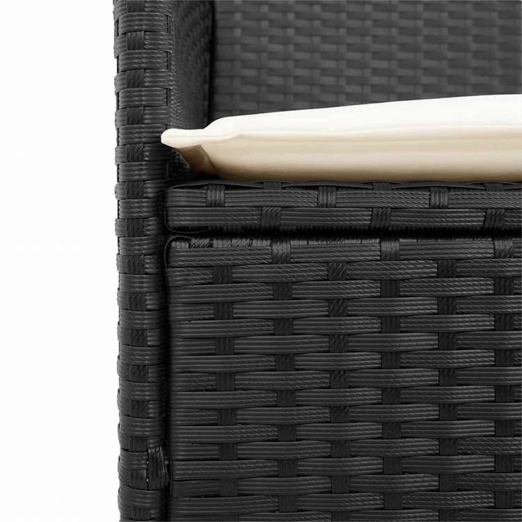 vidaXL ガーデンチェア クッション付き 2点 ブラック ポリラタン&無垢材家具 アウトドア家具 屋外椅子 アウトドアベンチチェア(代引不可)