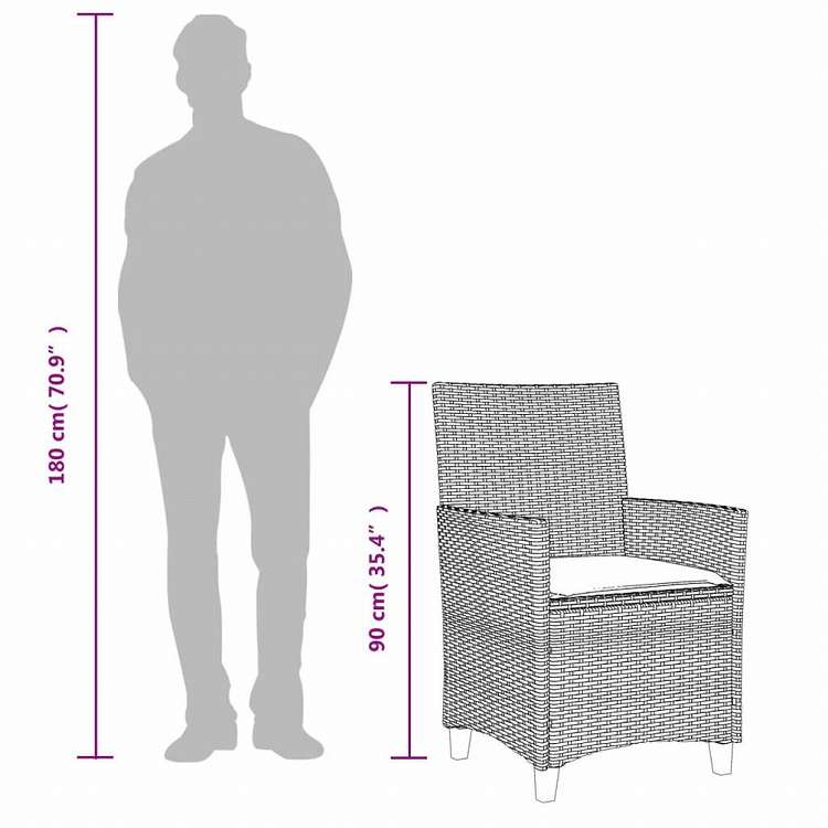 vidaXL ガーデンチェア クッション付き 2点 ブラック ポリラタン&無垢材家具 アウトドア家具 屋外椅子 アウトドアベンチチェア(代引不可)