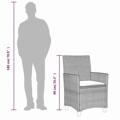 vidaXL ガーデンチェア クッション付き 2点 ブラック ポリラタン&無垢材家具 アウトドア家具 屋外椅子 アウトドアベンチチェア(代引不可)