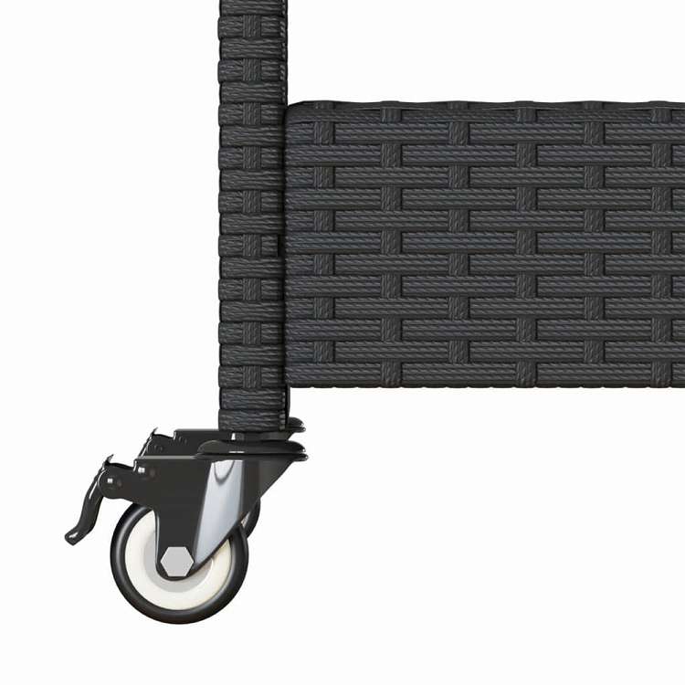 vidaXL バーカート 3段 ブラック ポリラタン&アカシア無垢材家具 トローリー キッチン・ダイニング トローリー(代引不可)