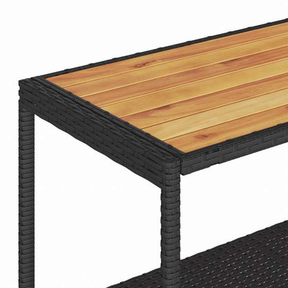 vidaXL バーカート 3段 ブラック ポリラタン&アカシア無垢材家具 トローリー キッチン・ダイニング トローリー(代引不可)