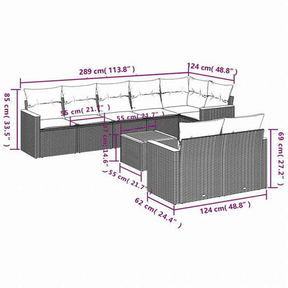vidaXL ガーデンソファ9点セット クッション付き ポリラタン製 グレー家具 アウトドア家具 屋外家具セット(代引不可)
