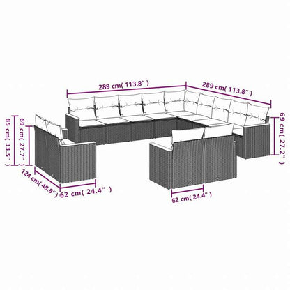 vidaXL ガーデンラウンジ13点セット クッション付き グレー ポリラタン製家具 アウトドア家具 屋外家具セット(代引不可)
