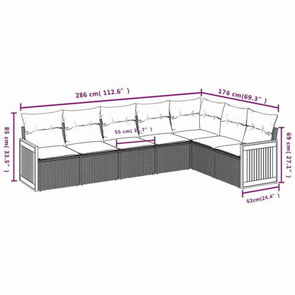 vidaXL ガーデンソファ7点セット クッション付き グレー ポリラタン家具 アウトドア家具 屋外家具セット(代引不可)