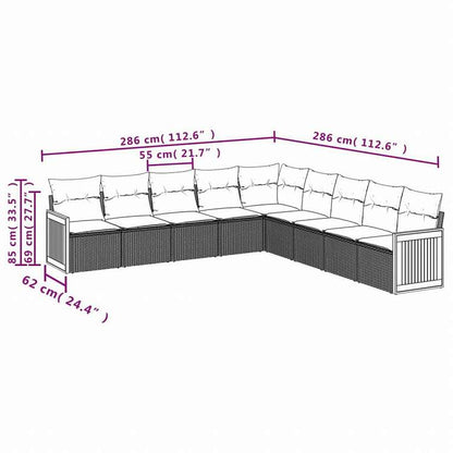 vidaXL ガーデンソファ9点セット クッション付き ポリラタン製 グレー家具 アウトドア家具 屋外家具セット(代引不可)