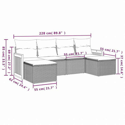 vidaXL ガーデンソファ6点セット クッション付き グレー ポリラタン製家具 アウトドア家具 屋外家具セット(代引不可)