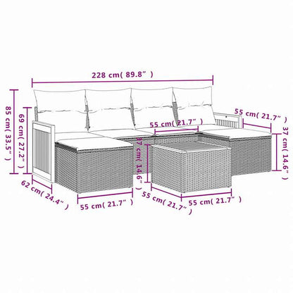 vidaXL ガーデンソファ7点セット クッション付き グレー ポリラタン家具 アウトドア家具 屋外家具セット(代引不可)