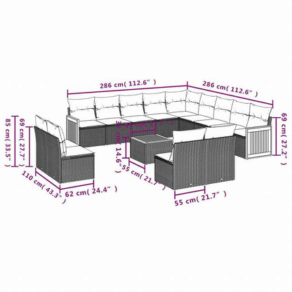 vidaXL ガーデンラウンジ14点セット クッション付き グレー ポリラタン製家具 アウトドア家具 屋外家具セット(代引不可)