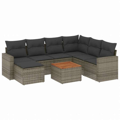 vidaXL ガーデンラウンジ8点セット クッション付き グレー ポリラタン製家具 アウトドア家具 屋外椅子 屋外用組み合わせソファセット(代引不可)