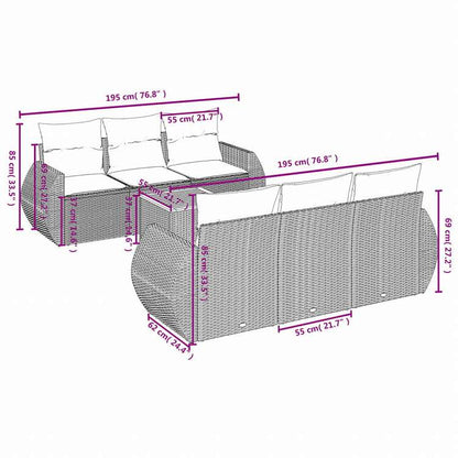 vidaXL ガーデンソファ7点セット クッション付き グレー ポリラタン家具 アウトドア家具 屋外家具セット(代引不可)