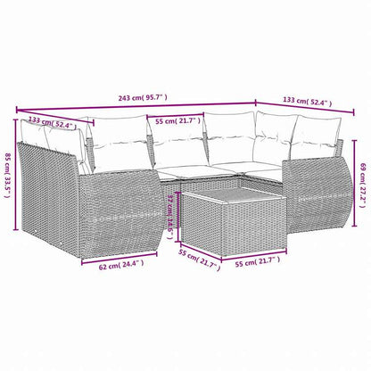 vidaXL ガーデンソファ7点セット クッション付き グレー ポリラタン家具 アウトドア家具 屋外家具セット(代引不可)