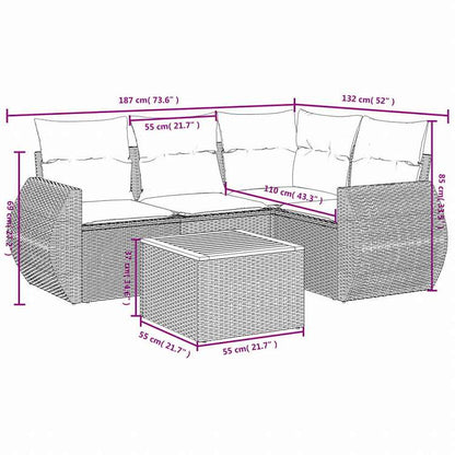 vidaXL ガーデンソファ5点セット クッション付き グレー ポリラタン製家具 アウトドア家具 屋外家具セット(代引不可)