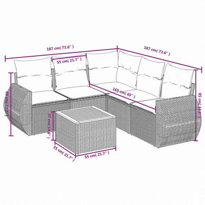 vidaXL ガーデンソファ6点セット クッション付き グレー ポリラタン製家具 アウトドア家具 屋外家具セット(代引不可)