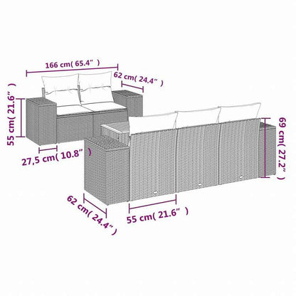 vidaXL ガーデンソファ6点セット クッション付き グレー ポリラタン製家具 アウトドア家具 屋外家具セット(代引不可)
