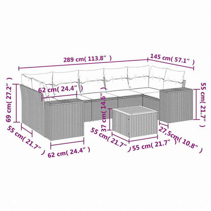 vidaXL ガーデンラウンジ8点セット クッション付き グレー ポリラタン製家具 アウトドア家具 屋外家具セット(代引不可)