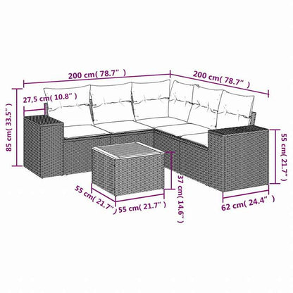 vidaXL ガーデンソファ6点セット クッション付き グレー ポリラタン製家具 アウトドア家具 屋外家具セット(代引不可)