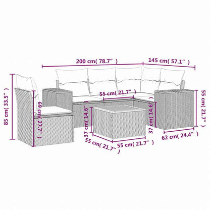 vidaXL ガーデンソファ6点セット クッション付き グレー ポリラタン製家具 アウトドア家具 屋外家具セット(代引不可)