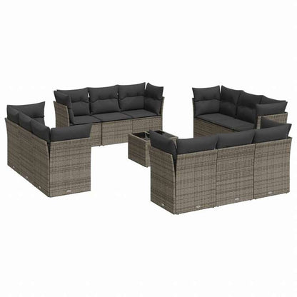 vidaXL ガーデンラウンジ13点セット クッション付き グレー ポリラタン製家具 アウトドア家具 屋外家具セット(代引不可)